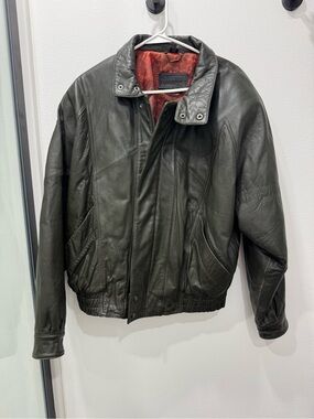 Vintage Saxony Genuine Leather Bomber Jacket Italian tanned leather